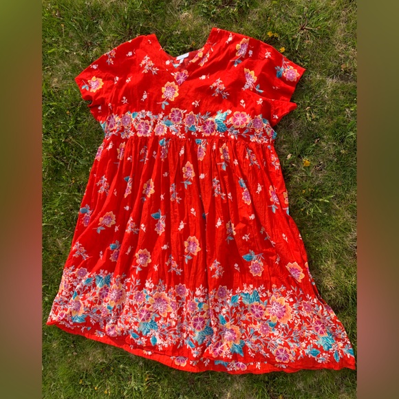 Vibrantly Colored 100% Cotton, Floral Summer MIDI Dress - Picture 2 of 11